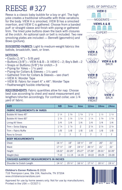 Children's Corner Patterns - Reese
