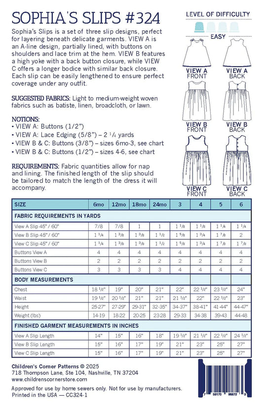 Children's Corner Patterns - Sophia's Slips