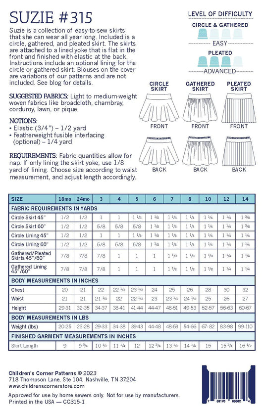 Children's Corner Patterns - Suzie