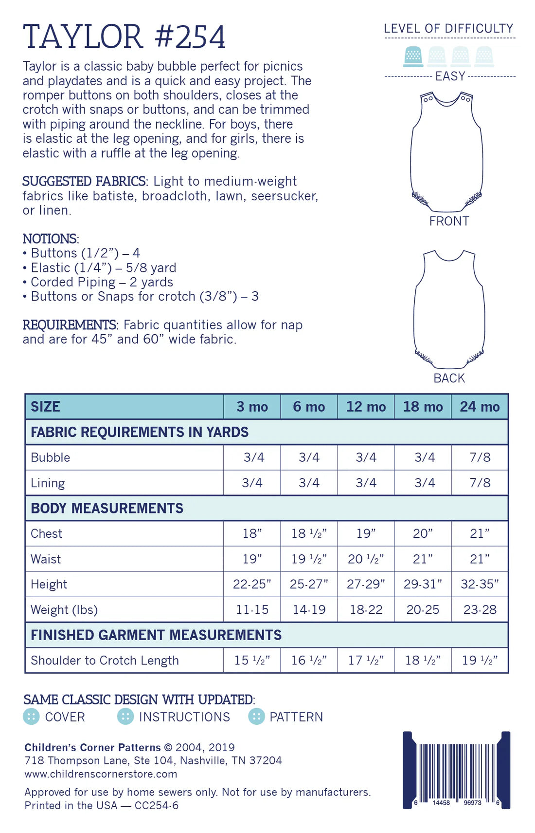 Children's Corner Patterns - Taylor
