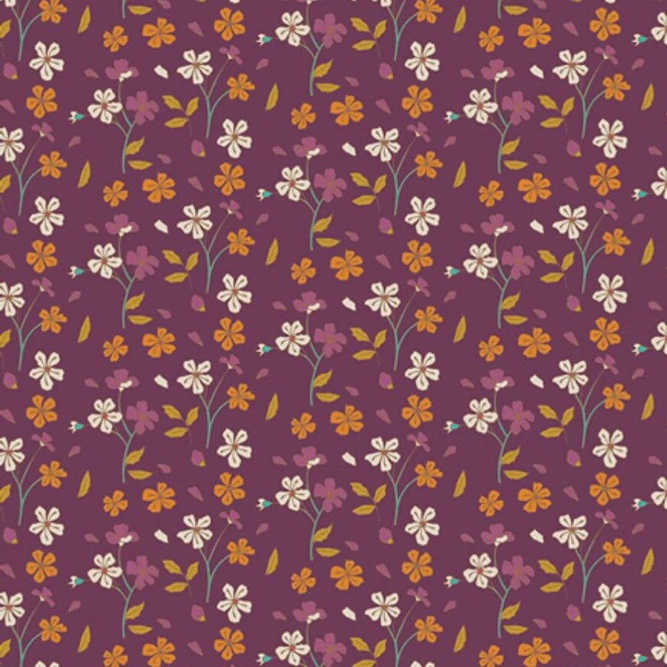 Art Gallery Fabric Autumn Vibes Knits-Cozy Ditzy Plum