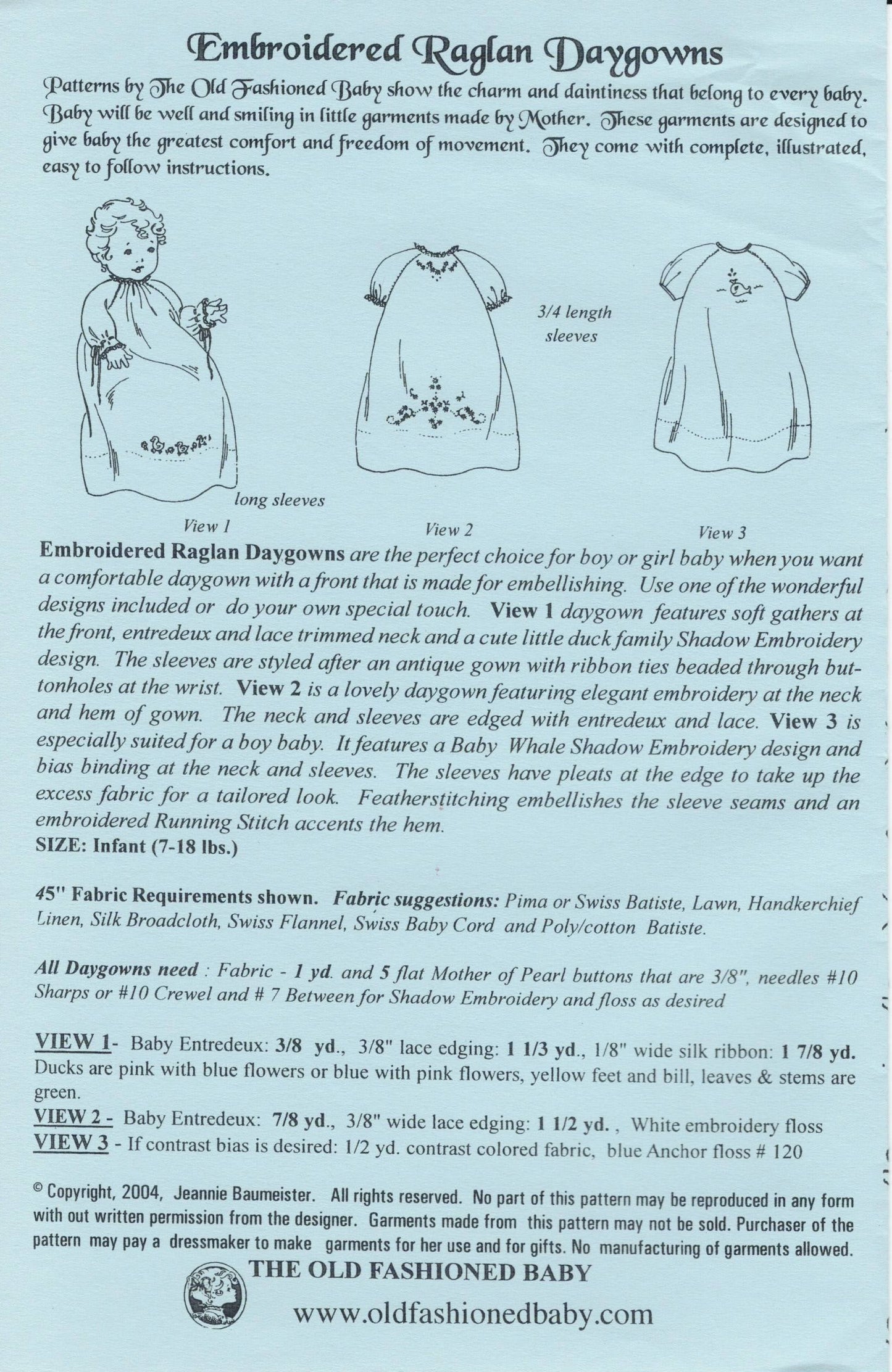 The Old Fashioned Baby - Embroidered Raglan Daygown
