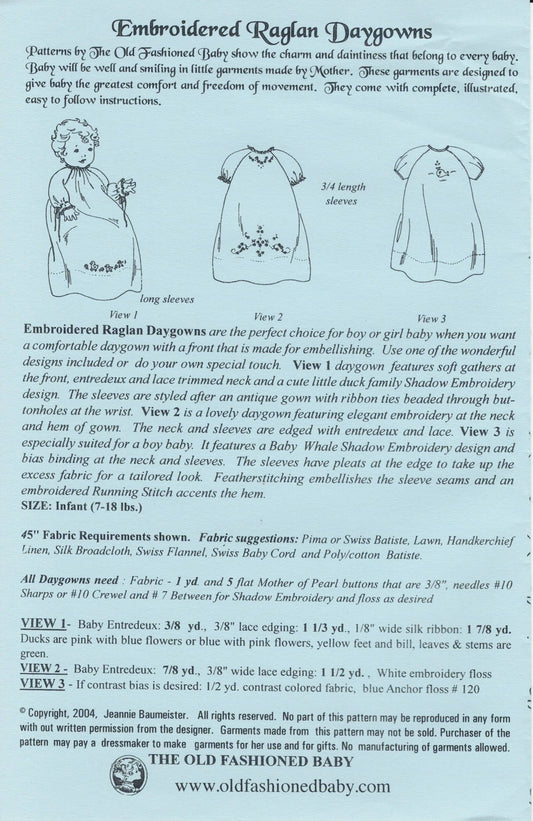 The Old Fashioned Baby - Embroidered Raglan Daygown