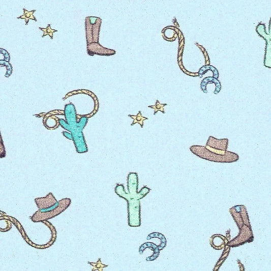 Fabric Finders Print #2627-Cactus Cowboys-Blue