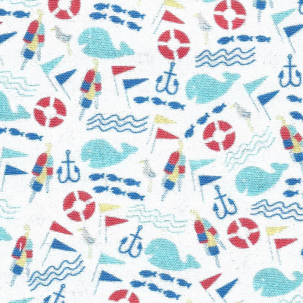 Fabric Finders Print #2787-Nautical Whales on White