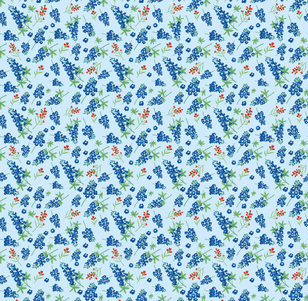Riley Blake Quilting Cotton-Friendship Florals-Bluebonnets-Sky
