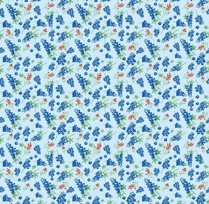 Riley Blake Quilting Cotton-Friendship Florals-Bluebonnets-Sky