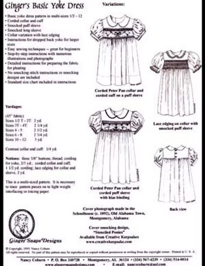 Ginger Snaps Designs-Ginger's Basic Yoke Dress