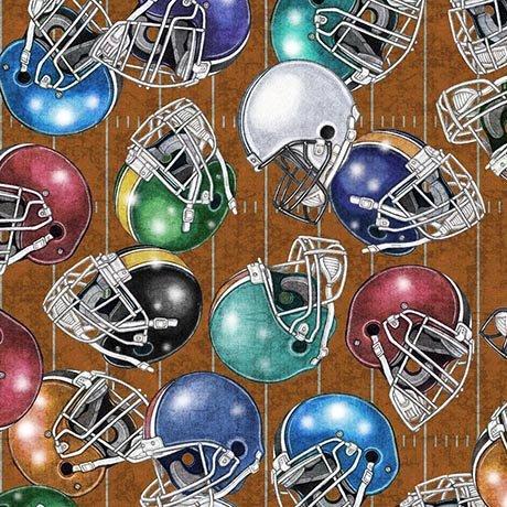 Quilting Treasures-Gridiron Helmets-Brown