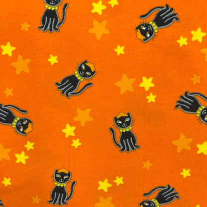 Fabric Merchants-Black Cats on Orange Knit-14-5298