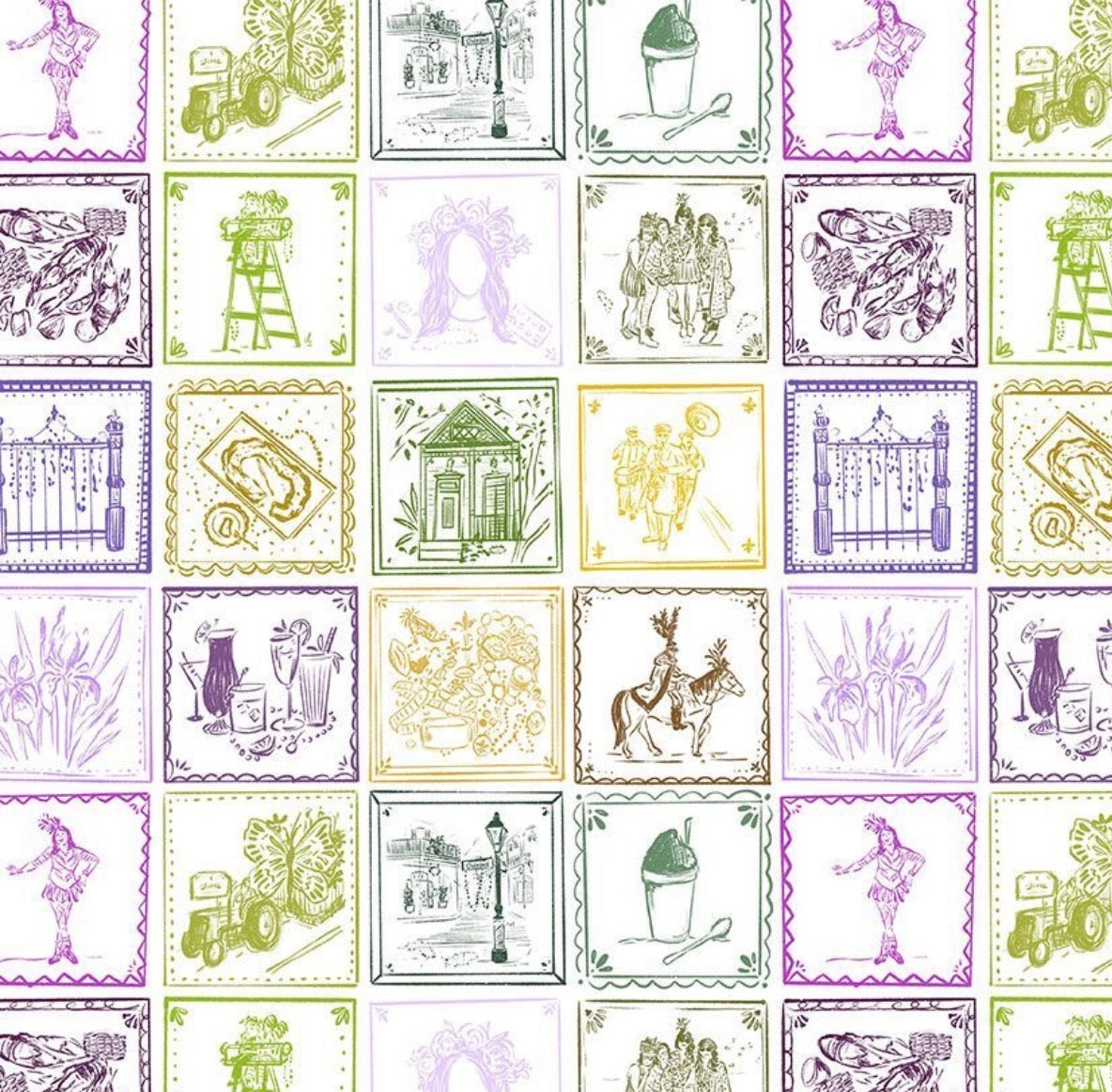 Dear Stella-MARDI GRAS TILES-DCWR3787  WHITE