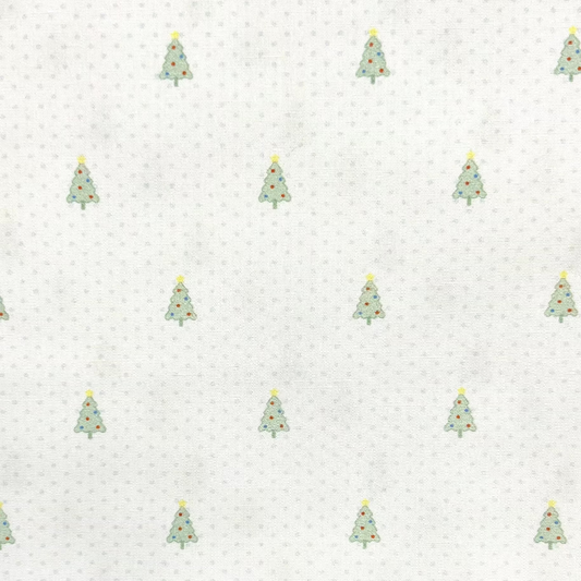 Fabric Finders Print #2858-Christmas Trees on Green Polka Dots