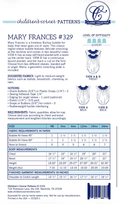 Children's Corner Patterns - Mary Frances