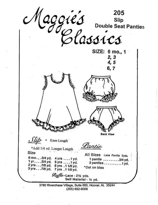 Maggie's Classics-Pattern 205 (Slip and Double Seat Pantie)