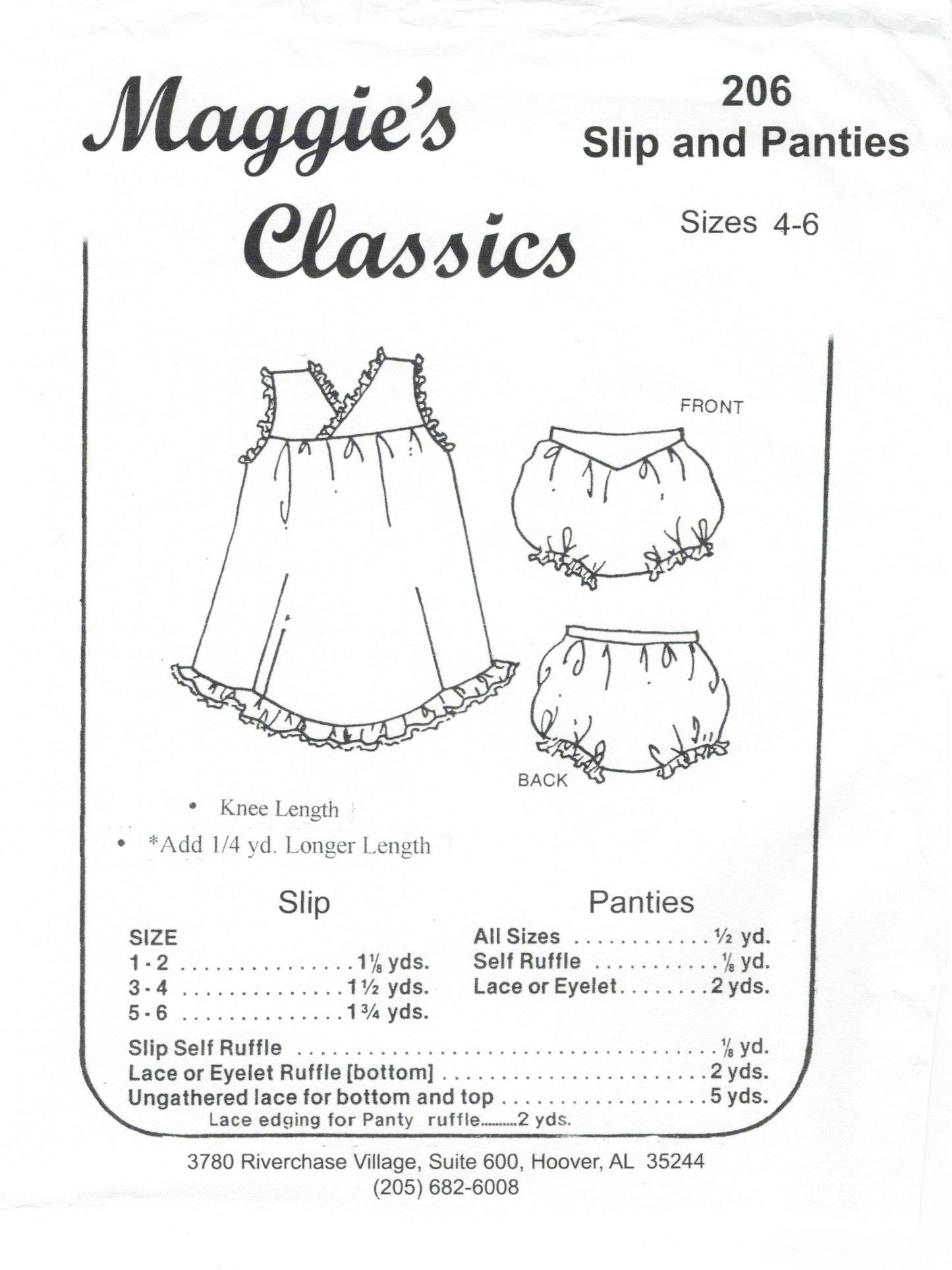 Maggie's Classics-Pattern 206 (Slip and Panties)