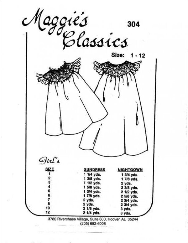 Maggie's Classics-Pattern 304 (Bishop Sundress & Nightgown)