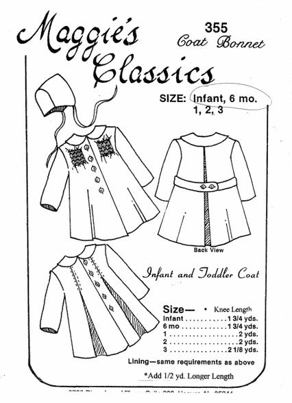 Maggie's Classics-Pattern 355 (Coat & Bonnet)