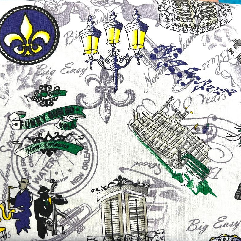 Fabric Finders Print-Mardi Gras-Big Easy Landmarks