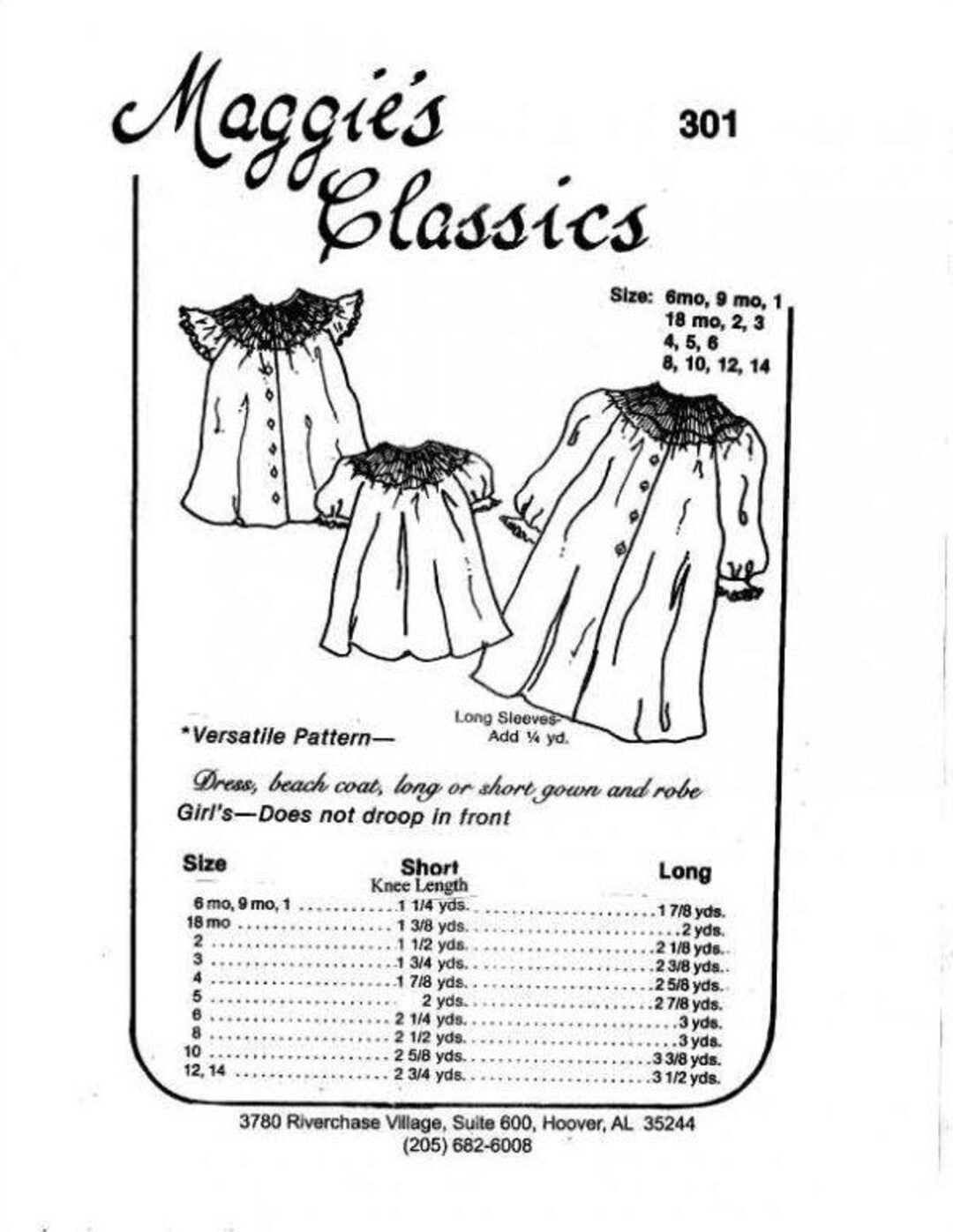 Maggie's Classics-Pattern 301 (Classic Bishop)