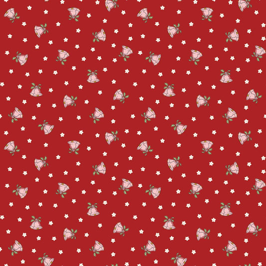 Riley Blake-Mistletoe & Holly-Christmas Bells-Barn Red