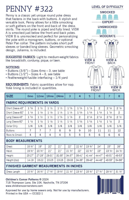 Children's Corner Patterns - Penny