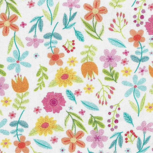 Fabric Finders Print #2786-Pink, orange, yellow, blue & Green Floral