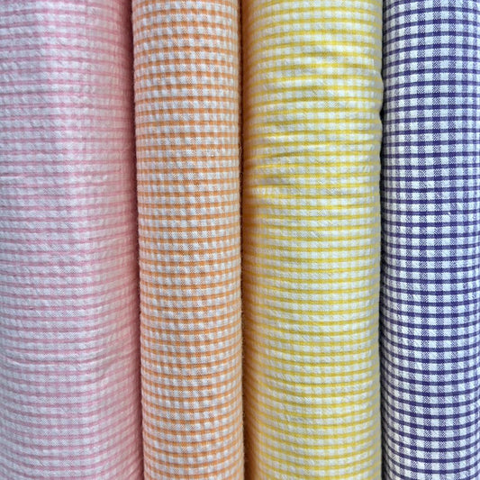 Checkered Seersucker-Pink, Orange, Yellow, Purple