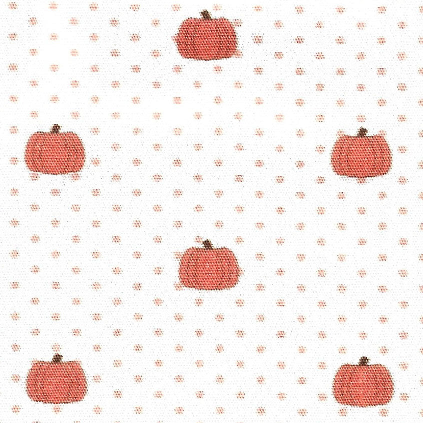 Fabric Finders Print #2689-Orange Pumpkins on Whit & Orange Polka Dots