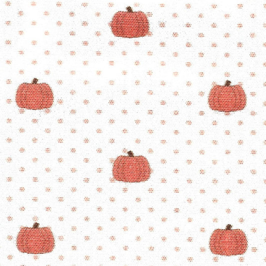 Fabric Finders Print #2689-Orange Pumpkins on Whit & Orange Polka Dots