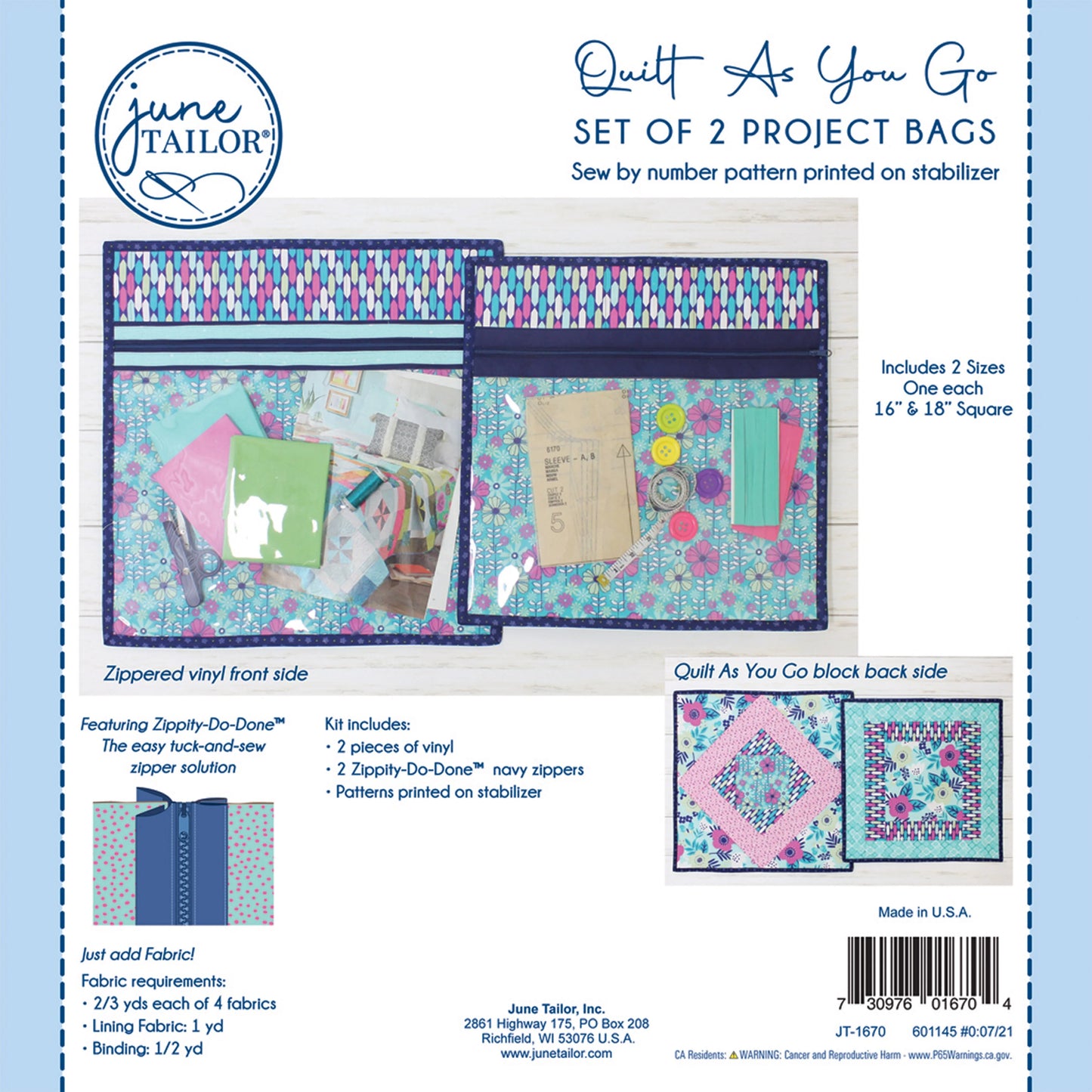 Quilt As You Go-Set of 2 Project Bags