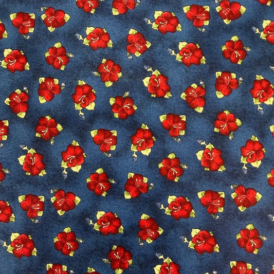 Quilting Treasures-Tidings of Great Joy-Poinsettias-Blue