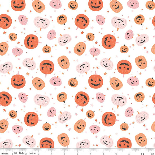 Riley Blake Quilting Cotton-Hey Pumpkin C16031-White