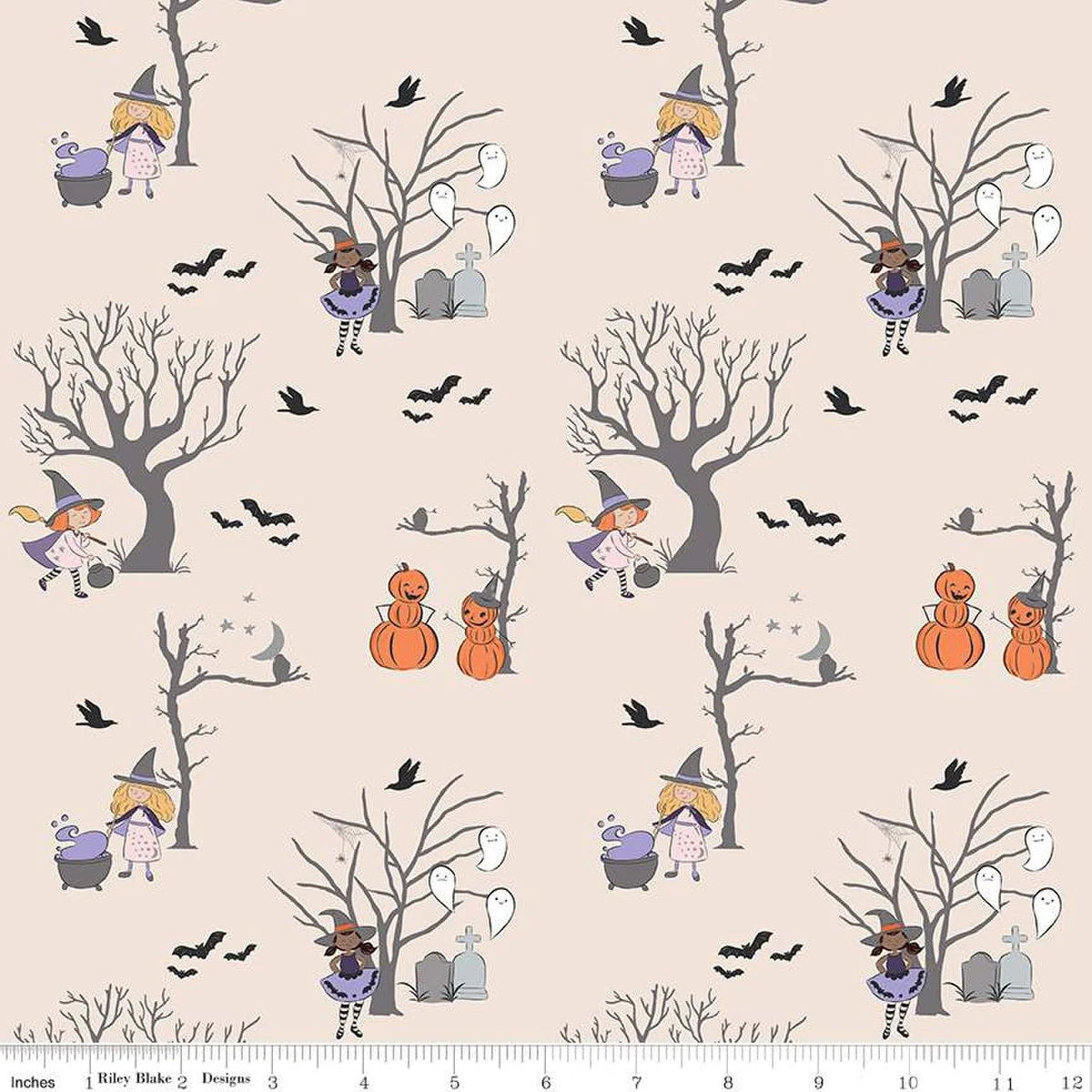 Riley Blake Quilting Cotton-Spooky Schoolhouse-Pattern SC13200-Latte