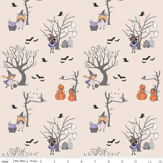 Riley Blake Quilting Cotton-Spooky Schoolhouse-Pattern SC13200-Latte