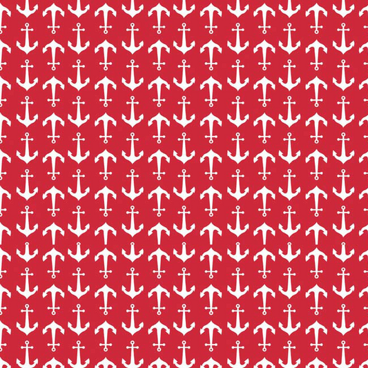 Riley Blake Knit-Holiday Banners Collection Red & White Anchors