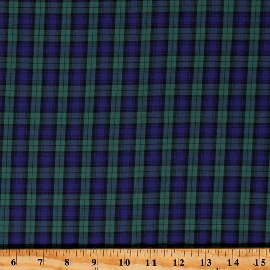 Robert Kaufman Sevenberry Tartan Plaid-Blue & Hunter Green