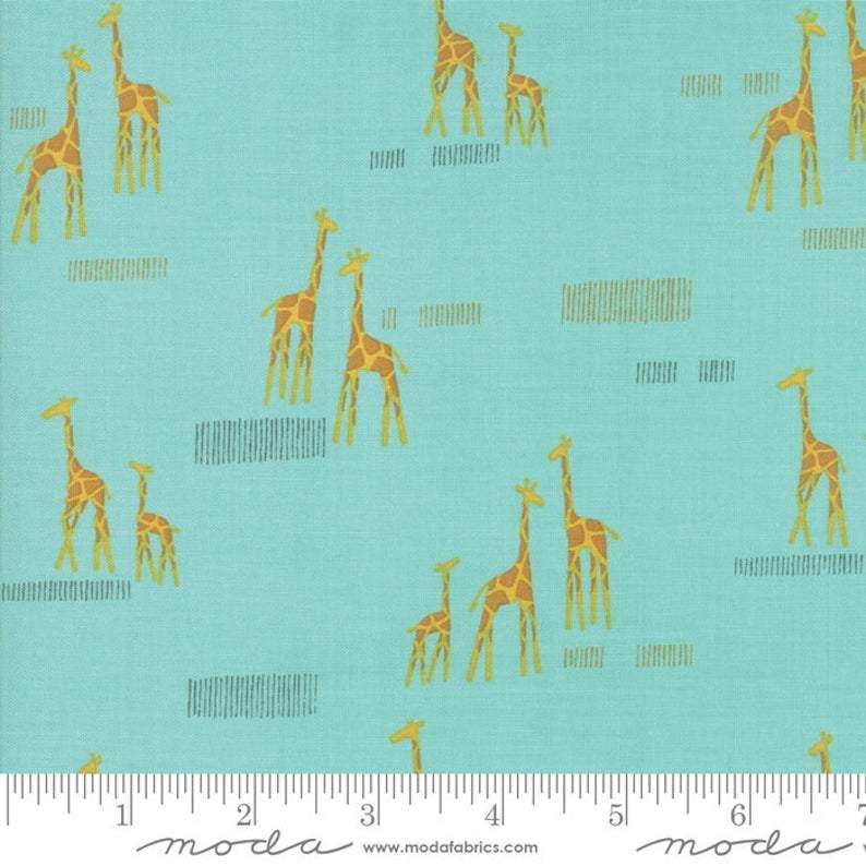 Moda Fabrics-Safari Life-20647-Giraffes-Aqua