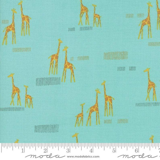 Moda Fabrics-Safari Life-20647-Giraffes-Aqua