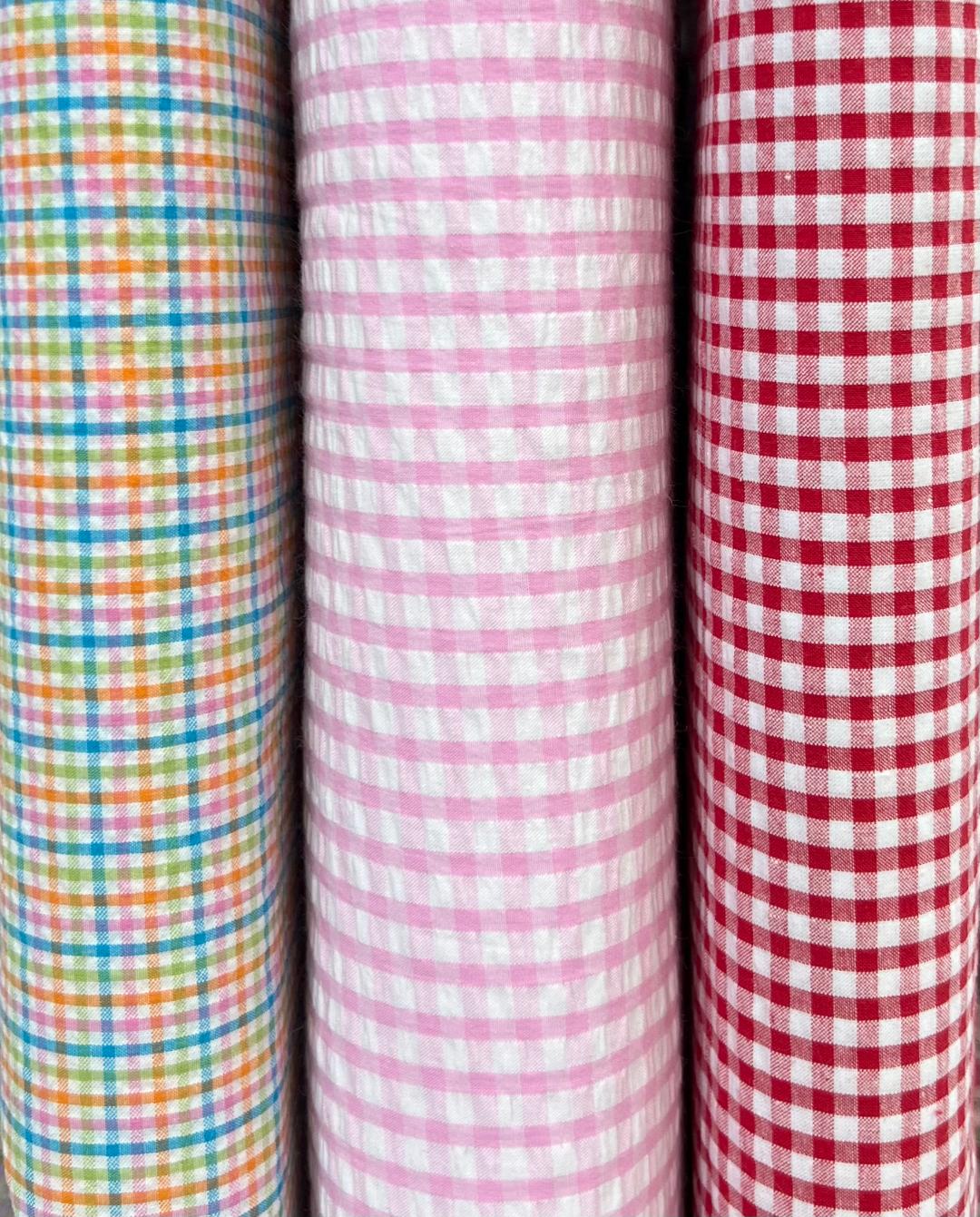 Check Seersucker Fabric-Assorted colors