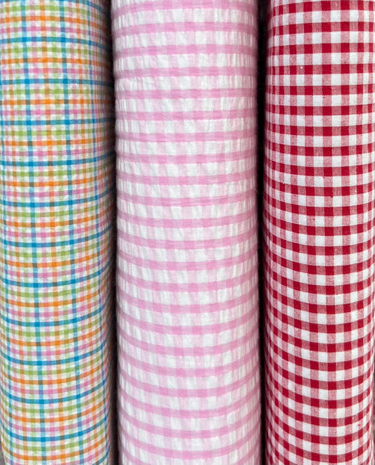 Check Seersucker Fabric-Assorted colors