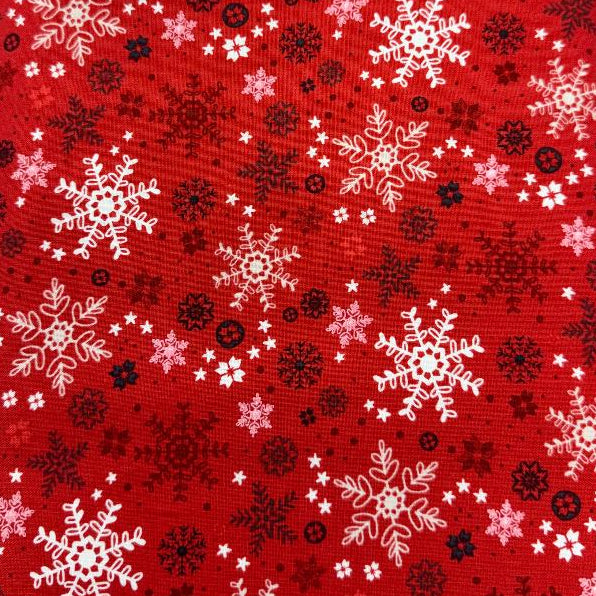 Studio E Fabrics-Snow Delightful-Snowflakes-Red