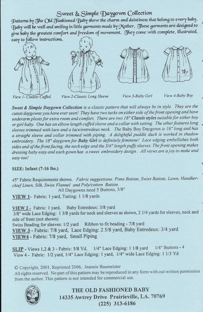 The Old Fashioned Baby - Sweet and Simple Daygowns
