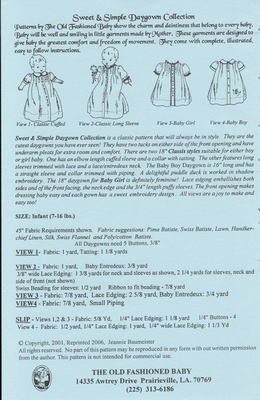The Old Fashioned Baby - Sweet and Simple Daygowns