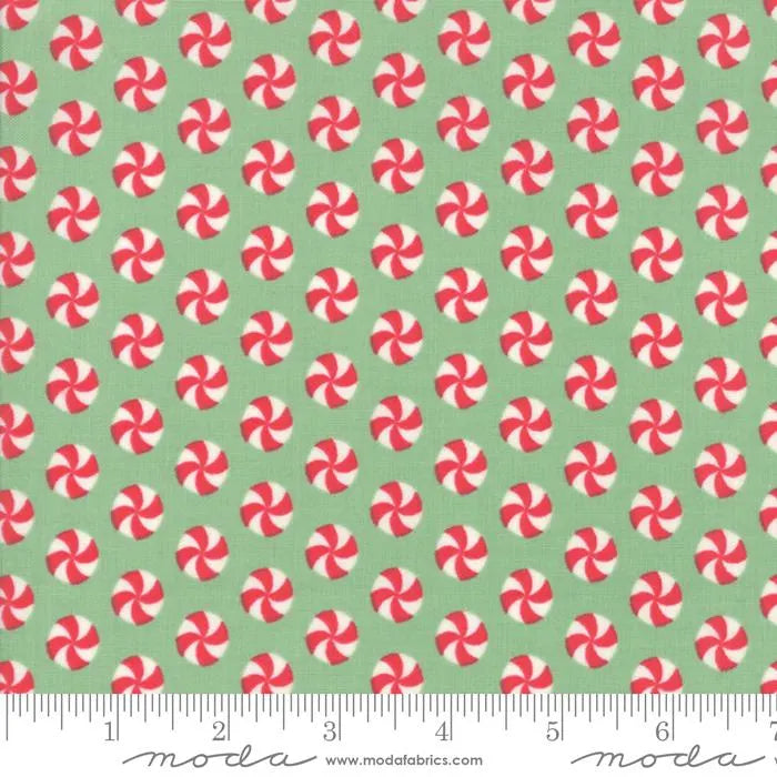 Moda-Sweet Christmas-Peppermints on Green