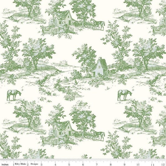 Riley Blake Quilting Cotton-Bluegrass Charm-Toile Print-Green