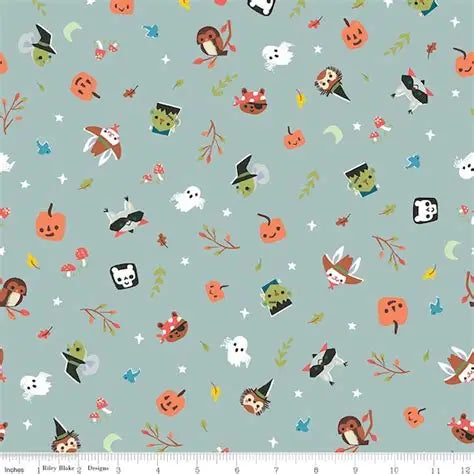 Riley Blake Quilting Cotton-Tiny Treaters-Pattern C10481-Gray
