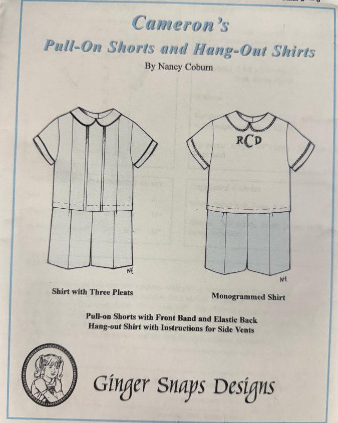 Ginger Snaps Designs-Cameron's Pull-on Shorts and Hang-Out Shirts