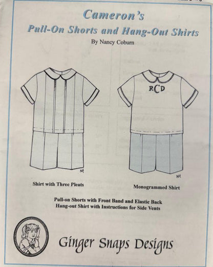Ginger Snaps Designs-Cameron's Pull-on Shorts and Hang-Out Shirts