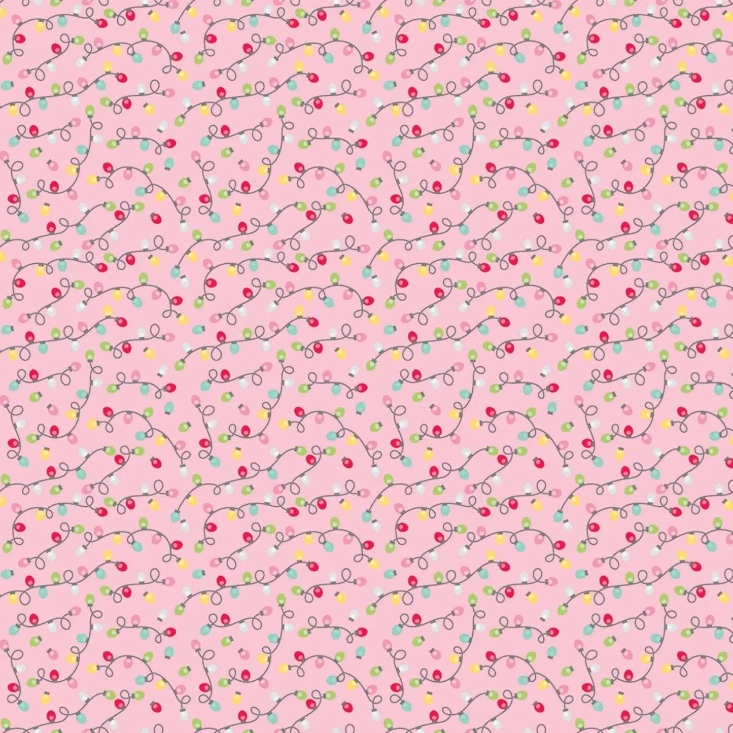 Riley Blake-Gingerbread Kisses-Christmas Lights-Pink