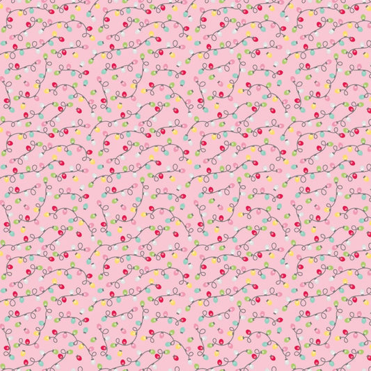 Riley Blake-Gingerbread Kisses-Christmas Lights-Pink